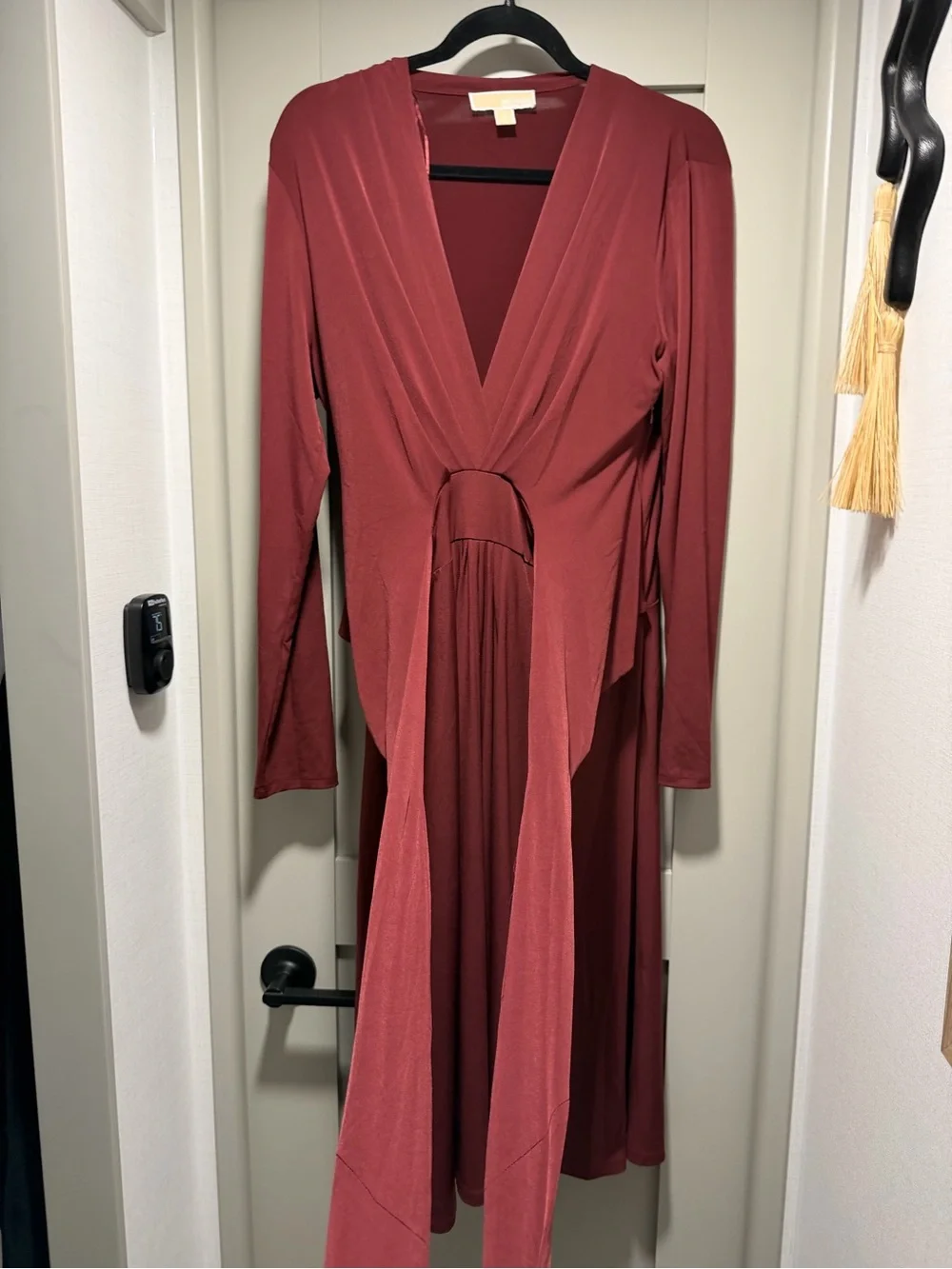 Michael Kors Long-Sleeve Wrap Dress in Burgundy
